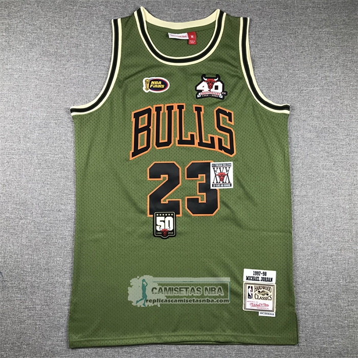 Camiseta Chicago Bulls Michael Jordan NO 23 Mitchell & Ness 1997-98 Verde2